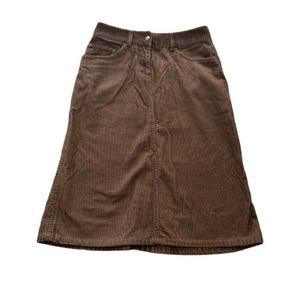 H&M brown corduroy midi pencil skirt